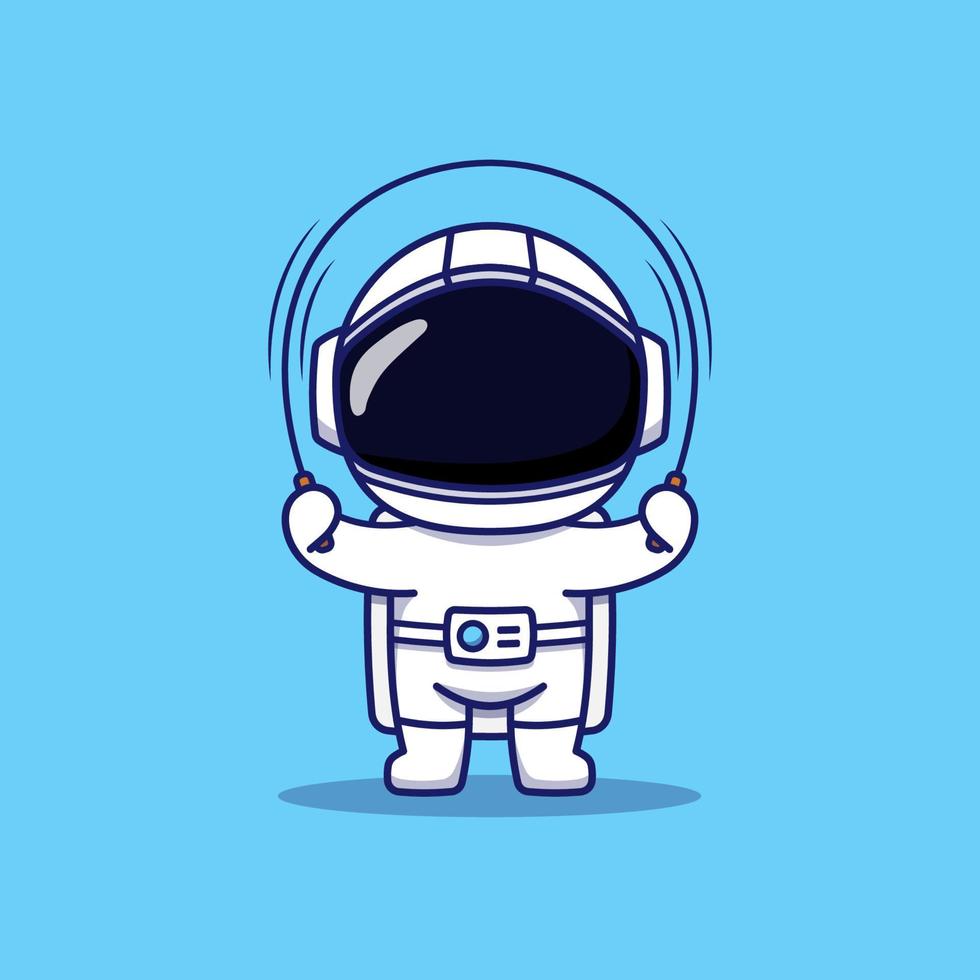 lindo astronauta jugando a saltar la cuerda vector