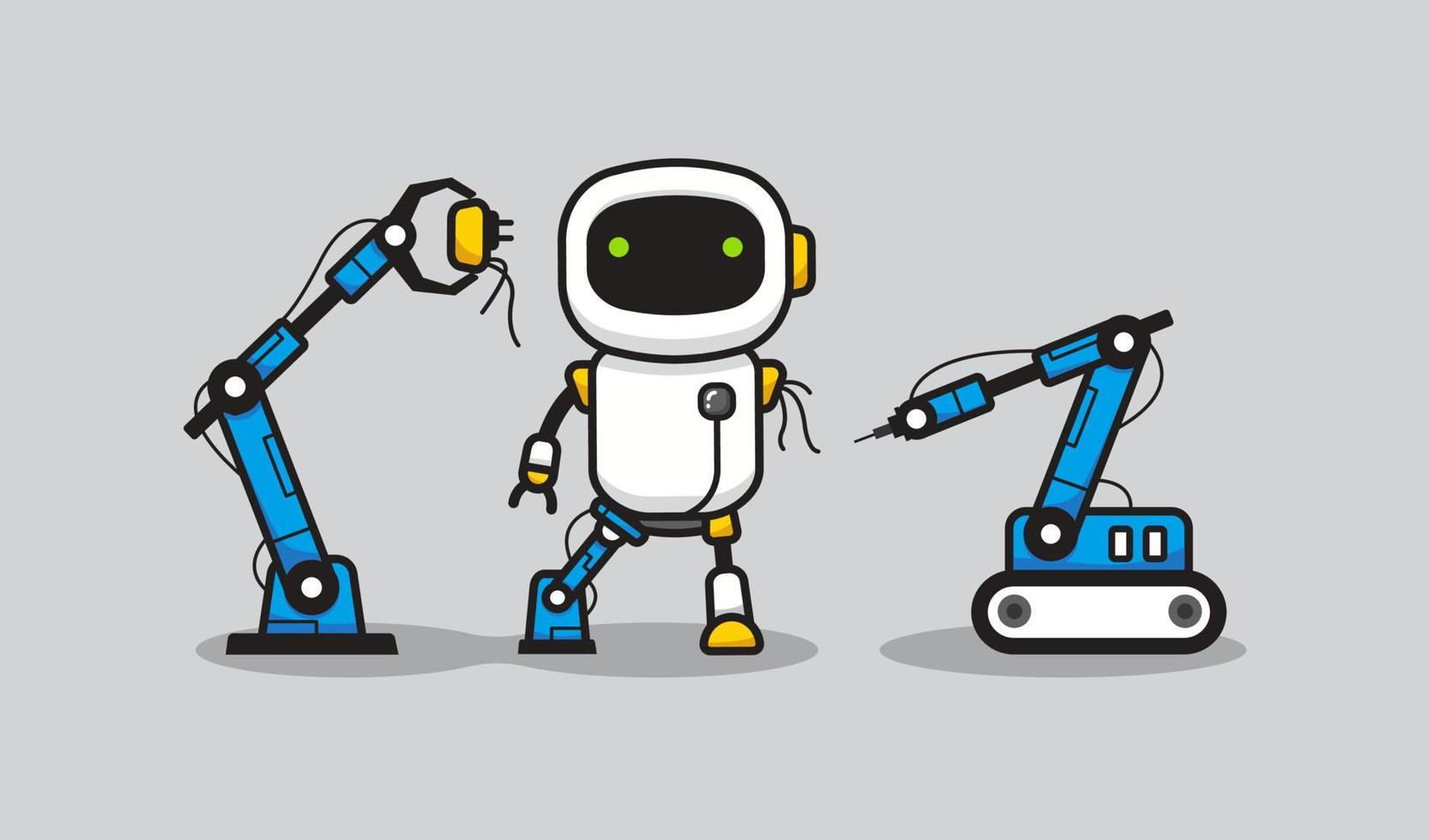 Robot manufacturing process design concept vector