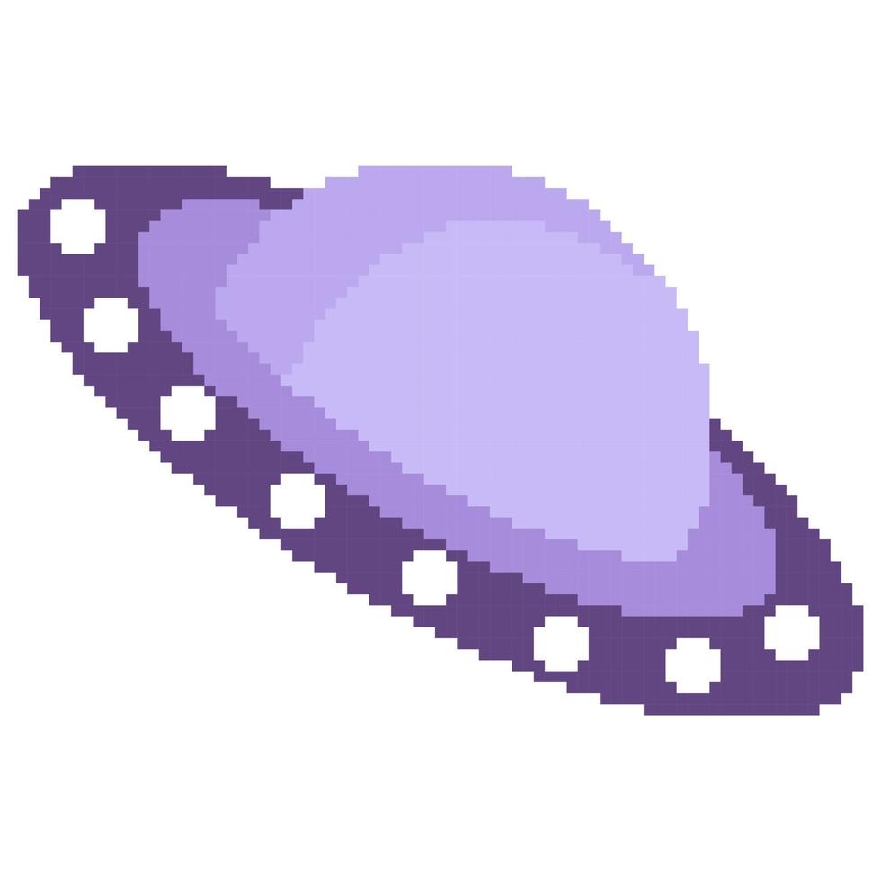 ufo illustration with pixel theme vector