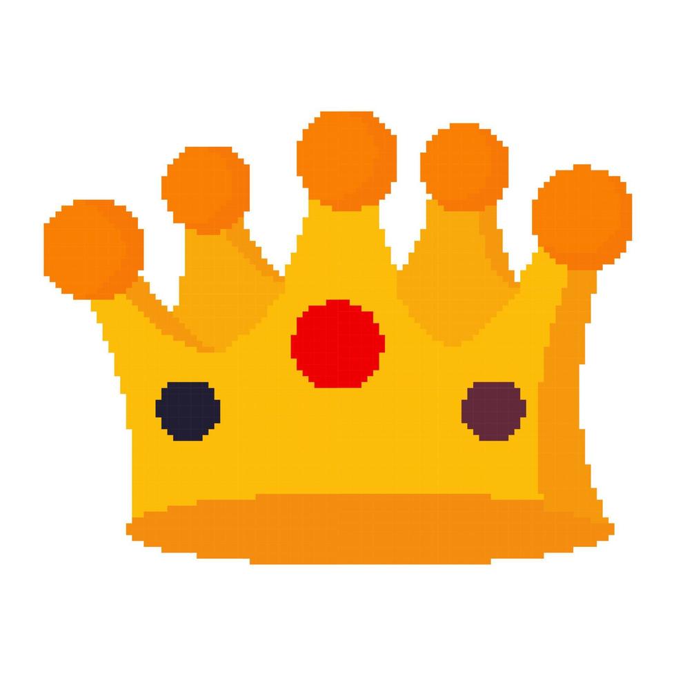 king crown illustration with pixel theme vector