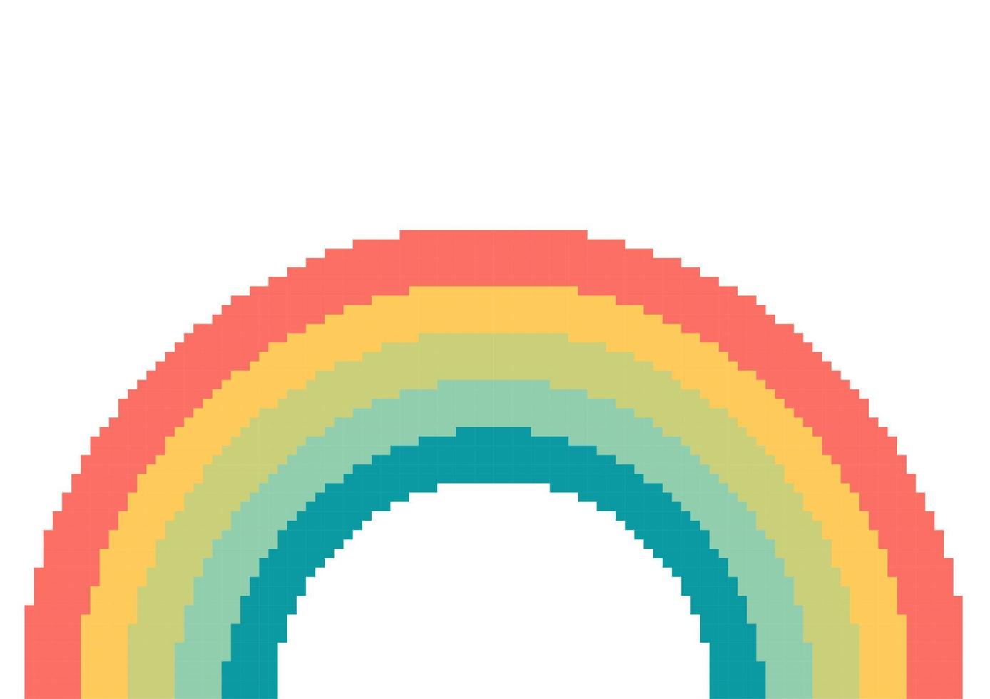 rainbow illustration with pixel theme vector