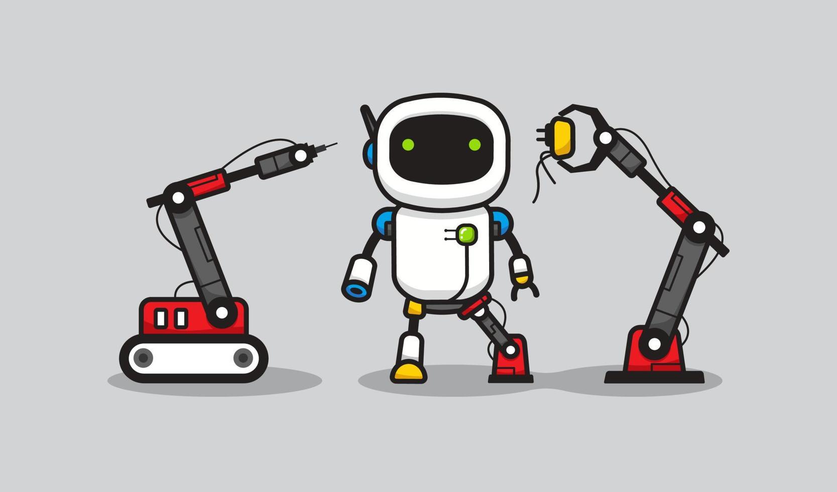 Robot manufacturing process design concept vector