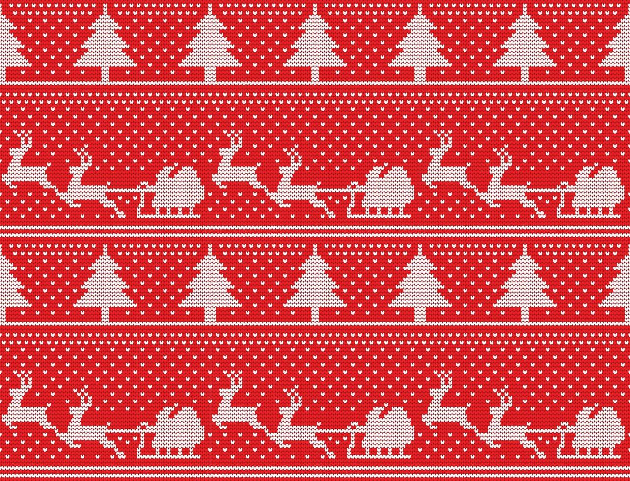 Christmas sweater knitting pattern vector