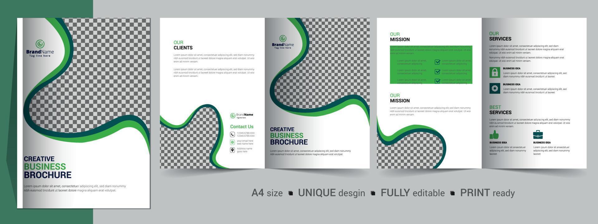 Corporate Business Bifold Brochure Template Design vector
