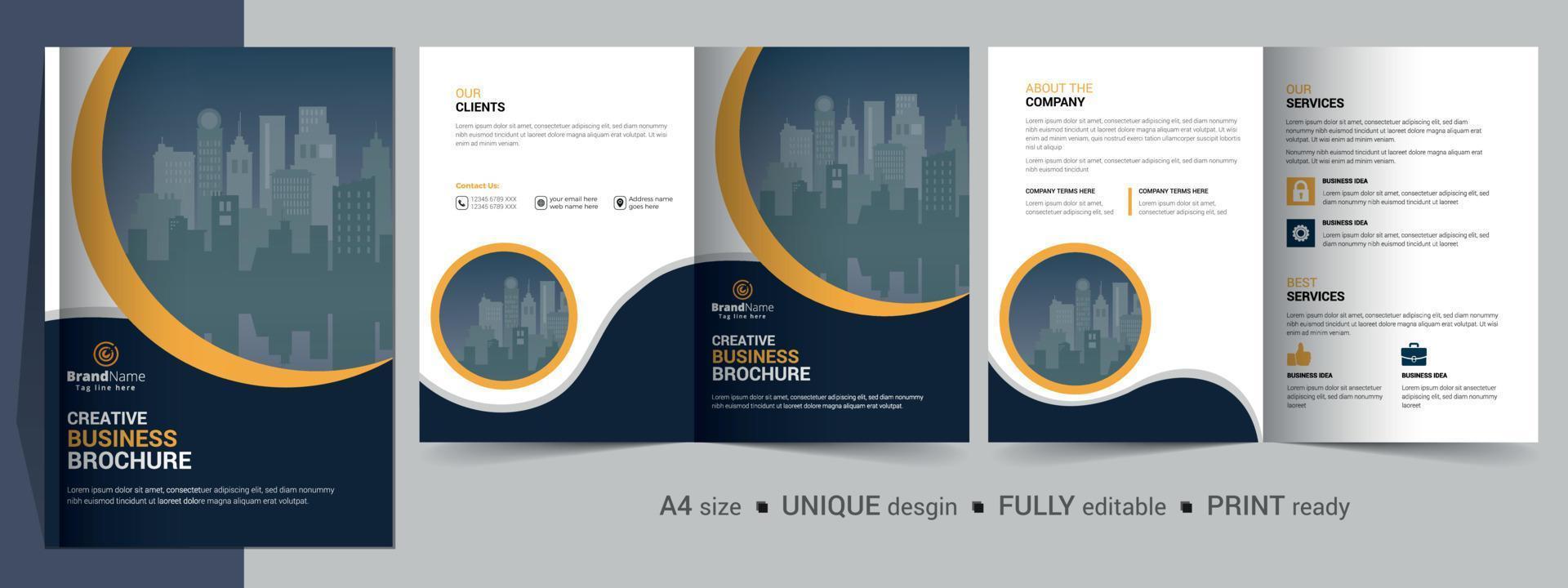 Corporate Business Bifold Brochure Template Design vector