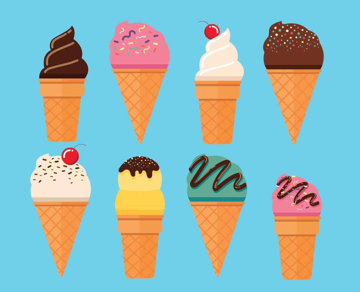 conjunto de ilustración de vector de helado