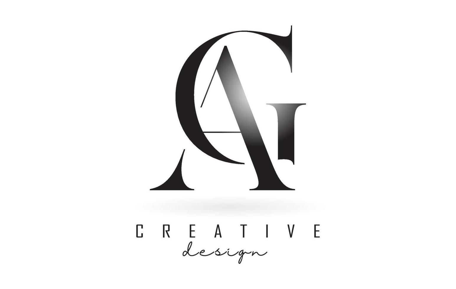 ag ag letter design logo concepto de logotipo con fuente serif y estilo elegante ilustración vectorial. vector