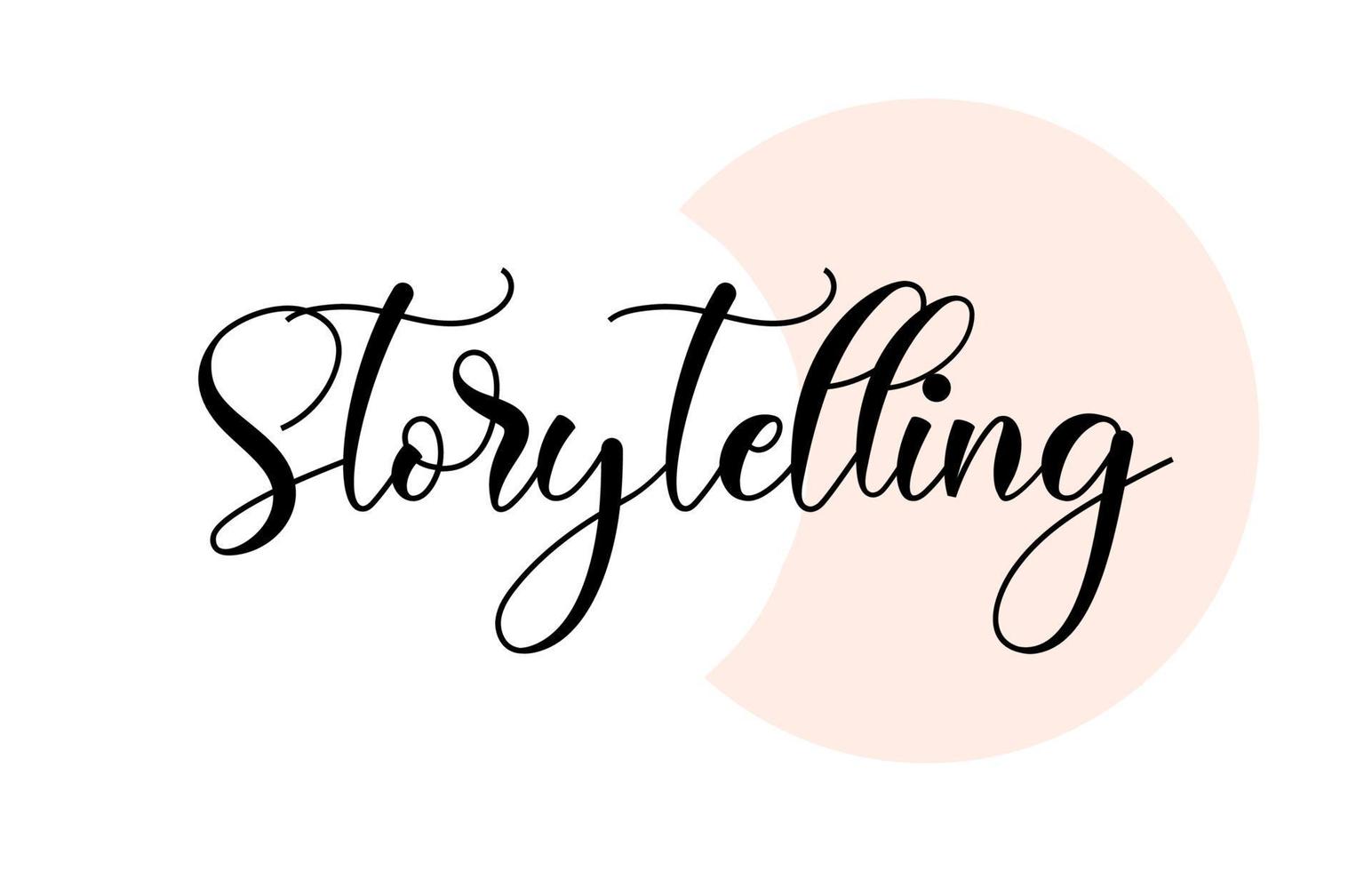 Storytelling word handwritten with custom calligraphy. Creative Word for logotype, badge, icon, card, postcard, logo, banner with colorful Stars and Swoosh Vector Illustration Design.
