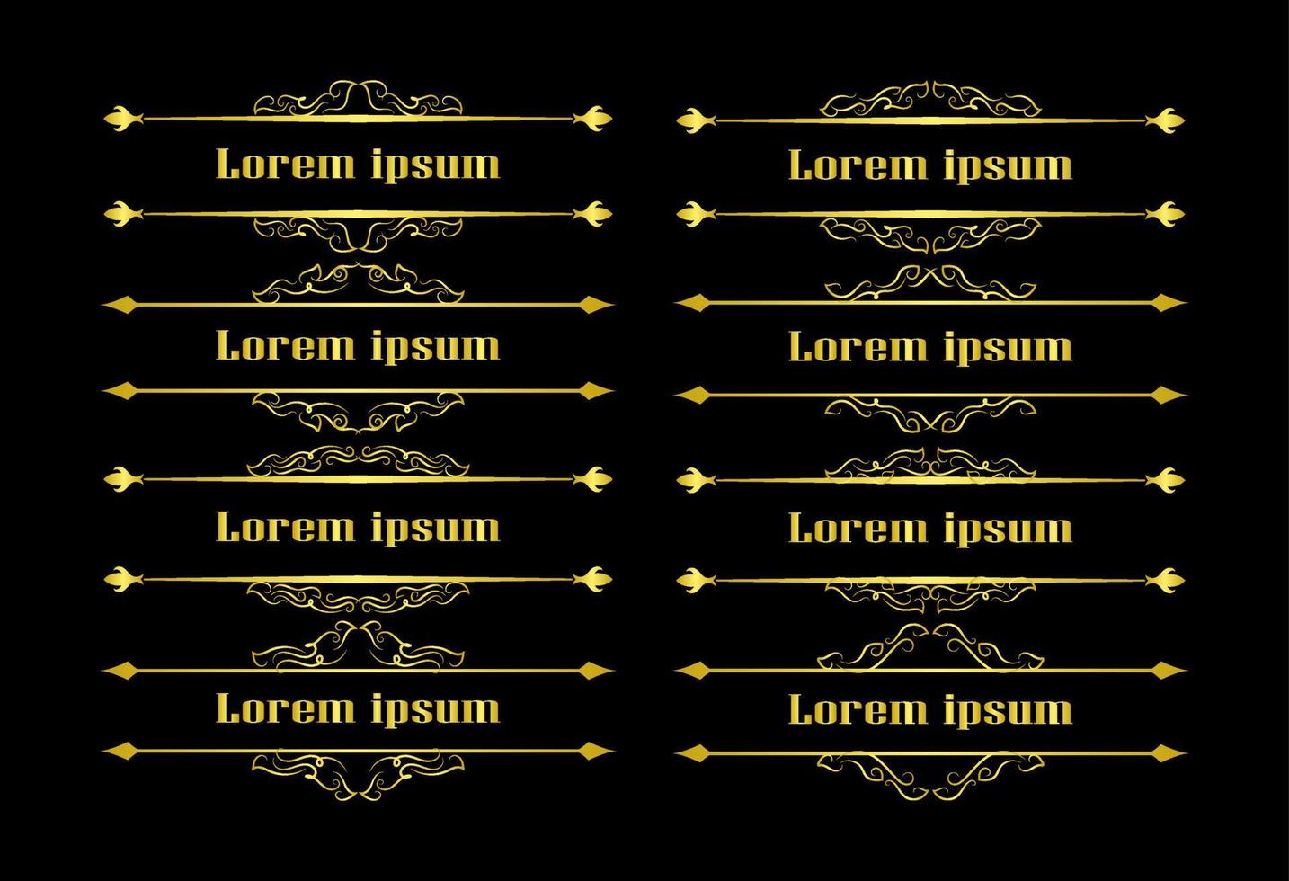 Gold Borders Elements Set Collection, ornament Vector