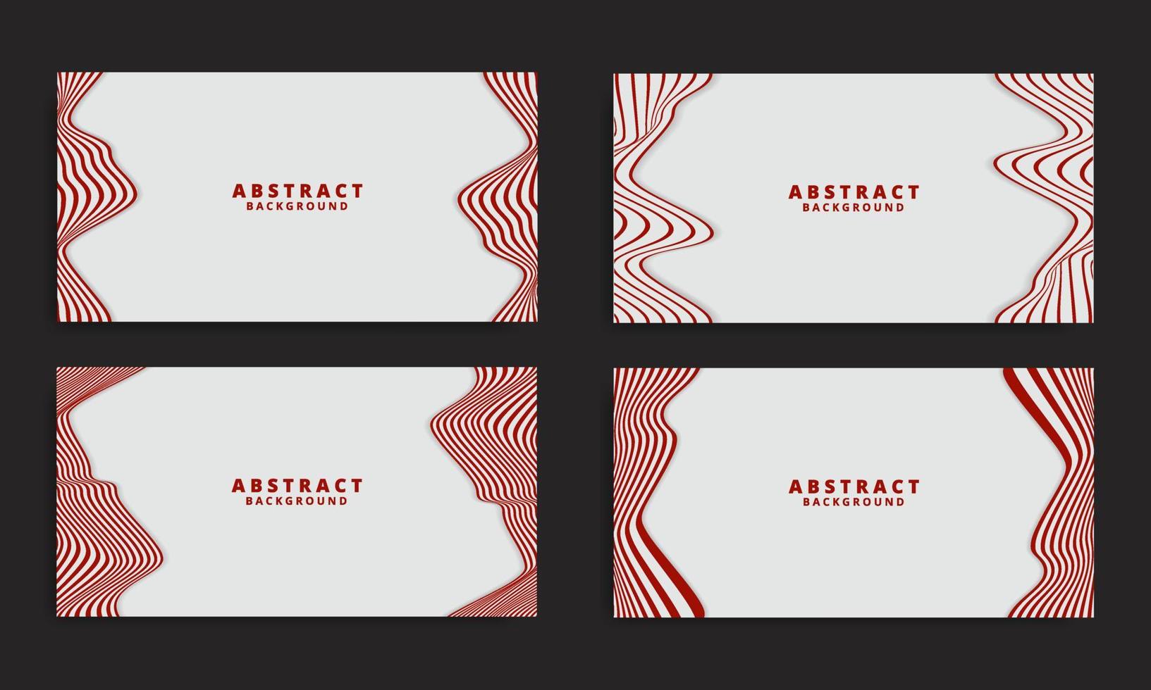 Establecer fondo de rayas abstractas en rojo y blanco con patrón de líneas onduladas. vector