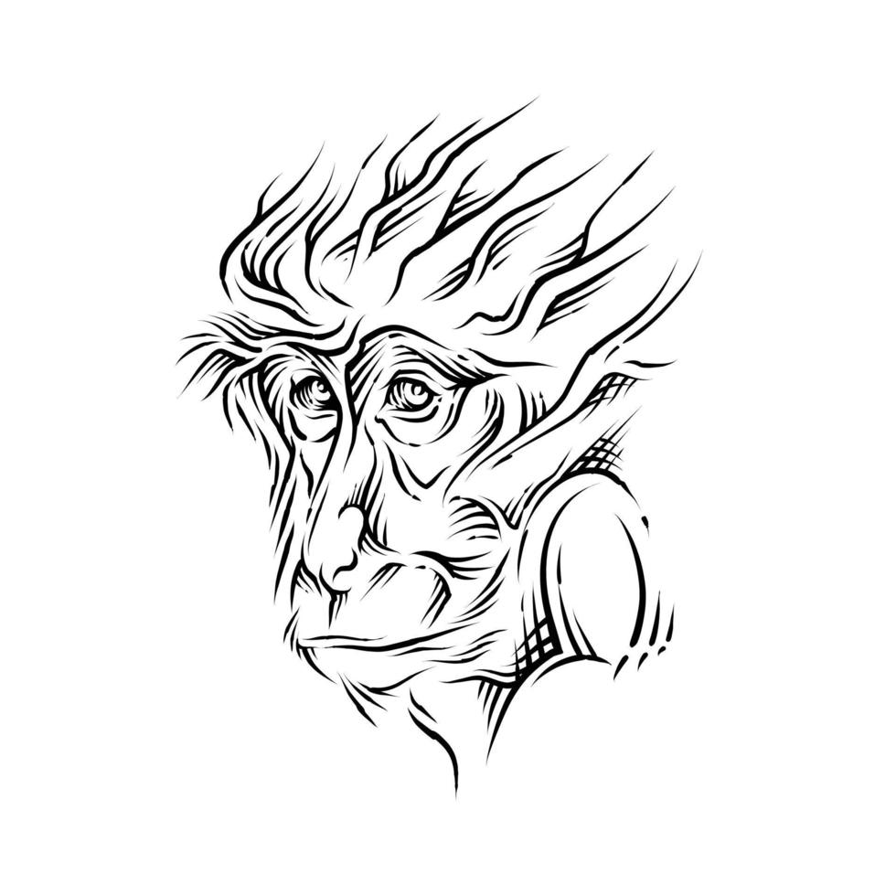 monkey head illustration vector