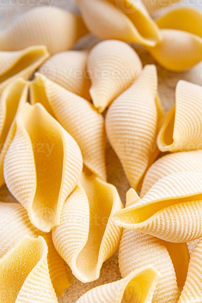 conchiglie pasta raw big shell durum wheat semola flour photo