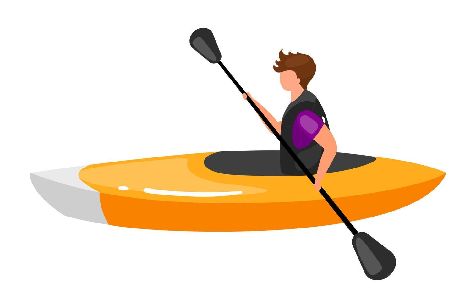 Kayaking flat vector illustration. Extreme sports experience. Active lifestyle. Summer vacation