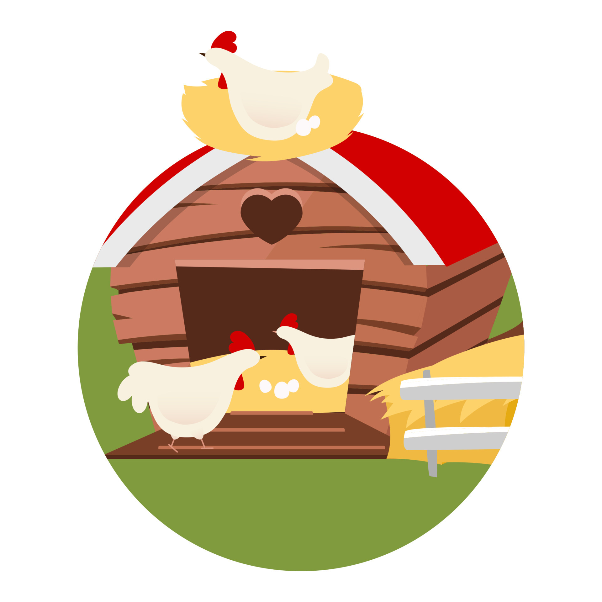 Poultry farming flat concept icon. Domestic birds sticker, clipart. Agricultural  animals. Chicken farm, hennery. Hens in henhouse nests. Isolated cartoon  illustration on white background 4816655 Vector Art at Vecteezy