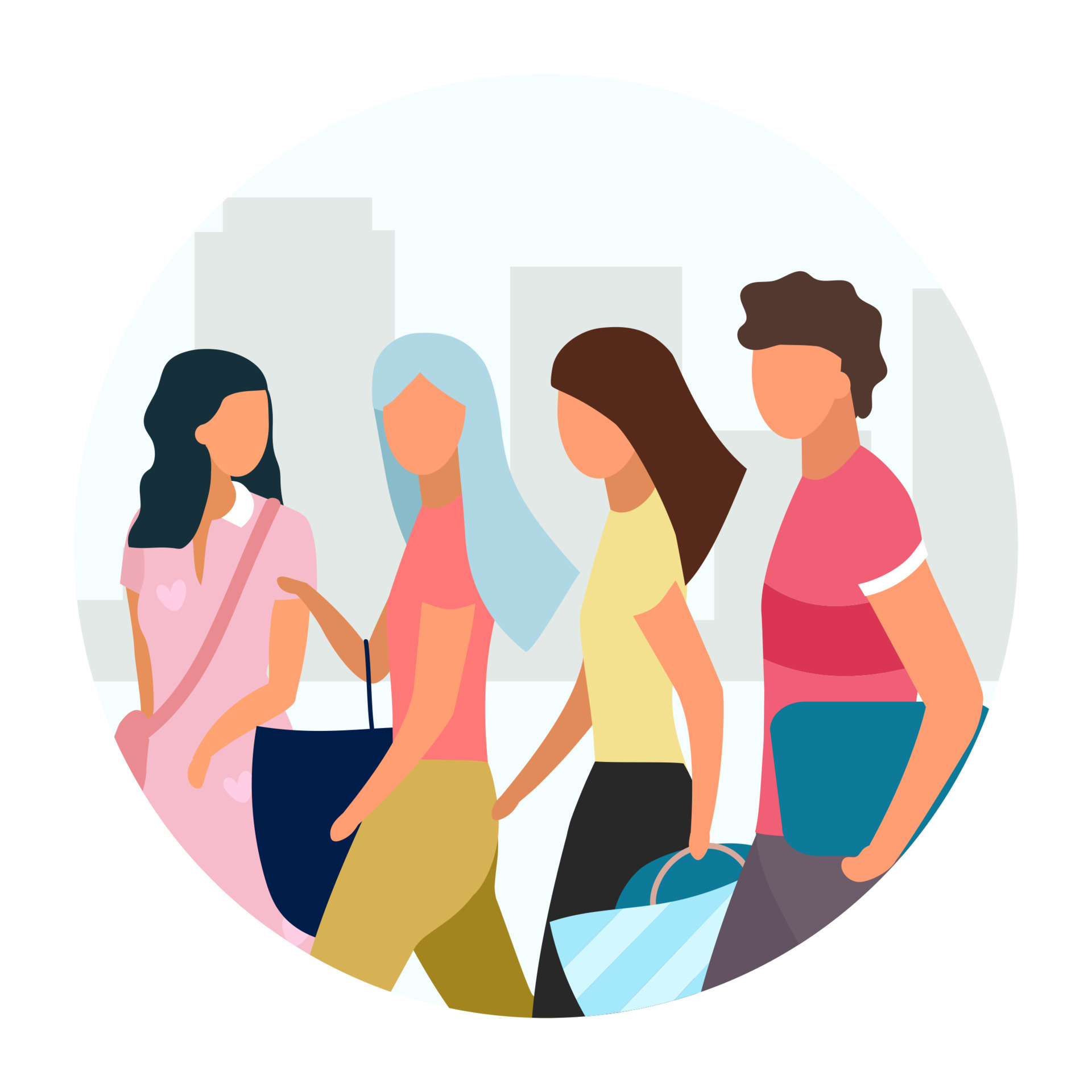 Friends walking flat concept icon. Shopping together sticker. Best friends  spending time, weekend activities. Guy and girls talking. Friendship.  Isolated cartoon illustration on white background 4816666 Vector Art at  Vecteezy