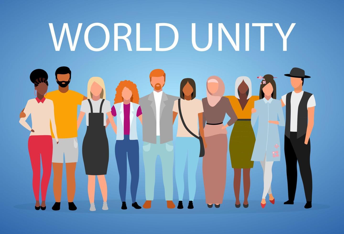 World unity poster vector template. International, multinational