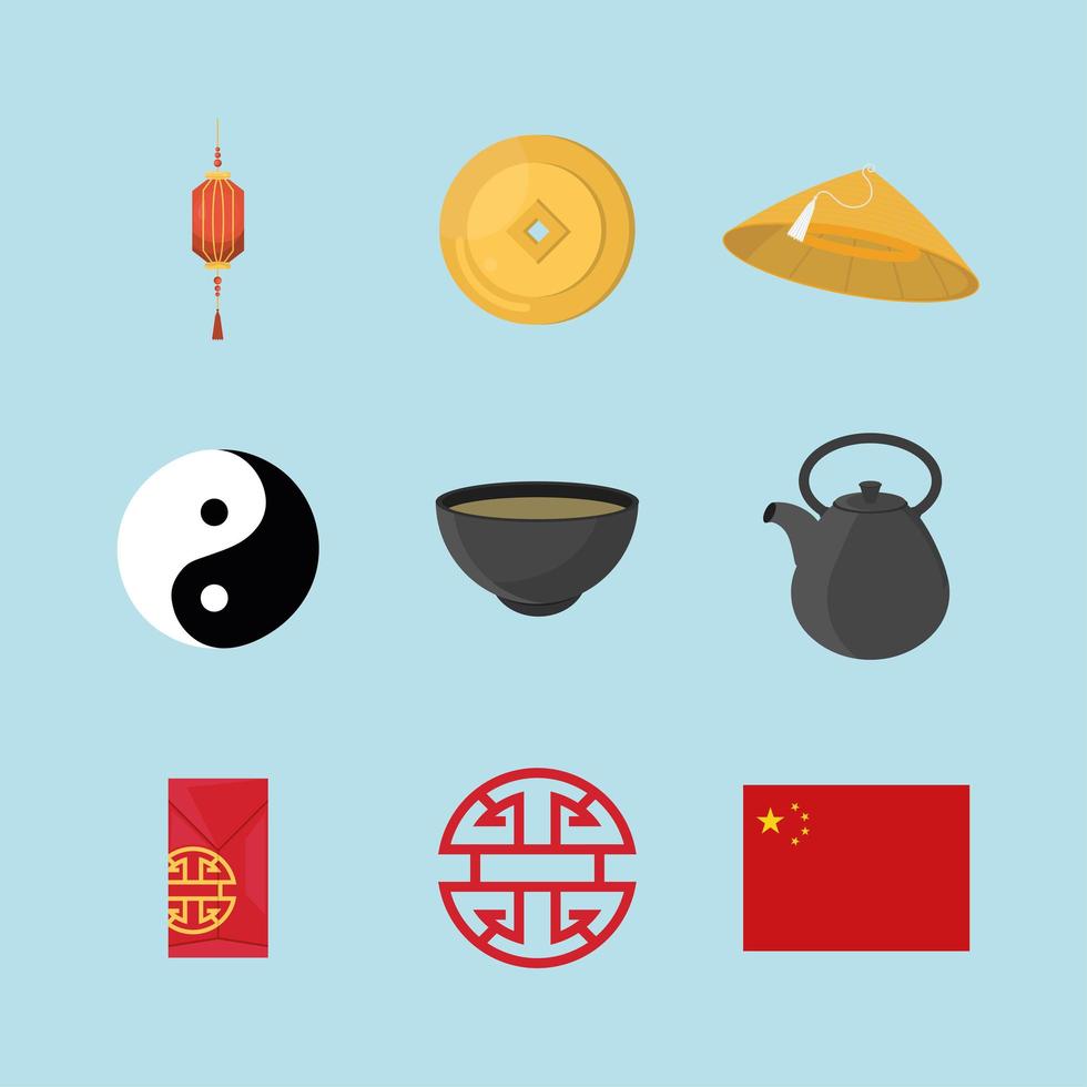 iconos de la cultura china vector