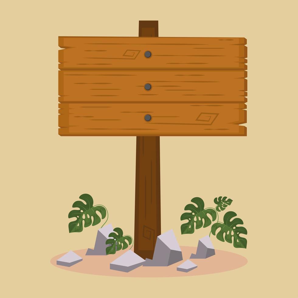 wooden sign with foliage vector