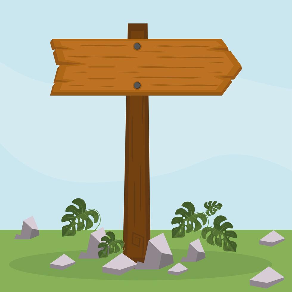 wooden signpost on grass vector