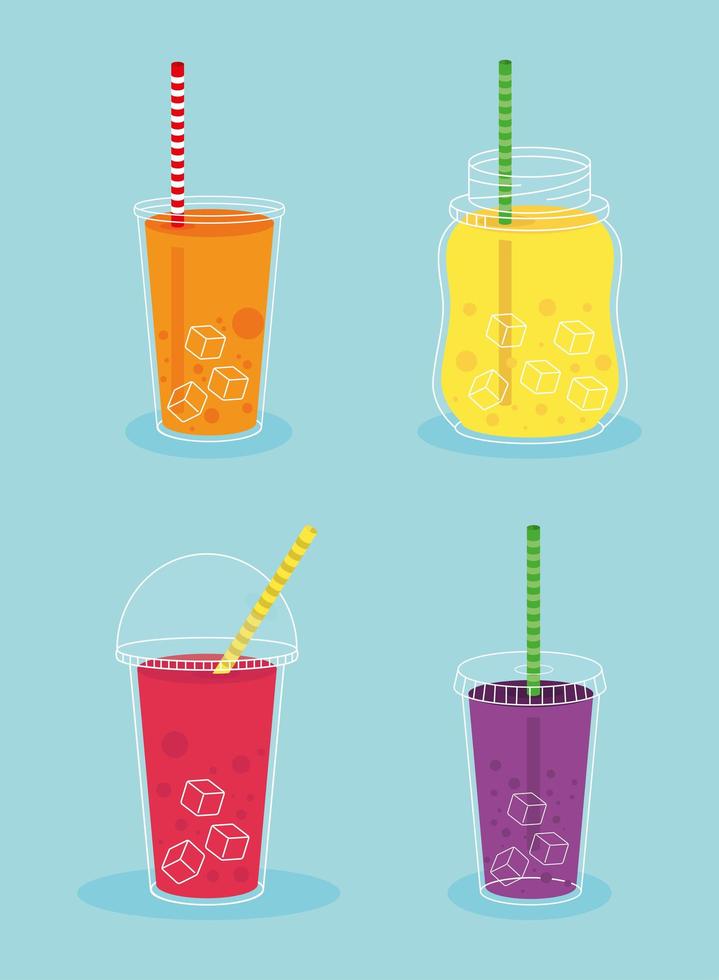 icons smoothie with straw vector