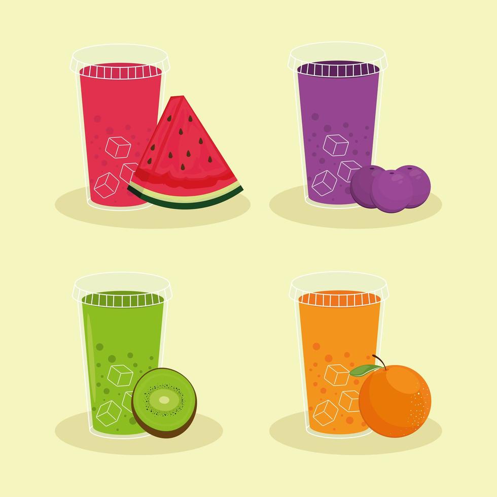 smoothie assorted and fruits vector