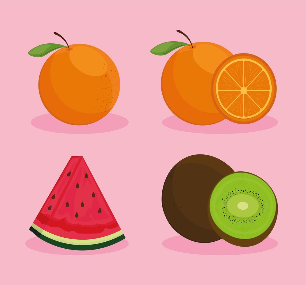 fresh fruits icons vector
