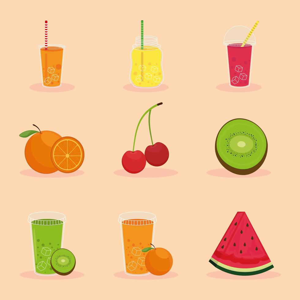 batidos y frutas vector