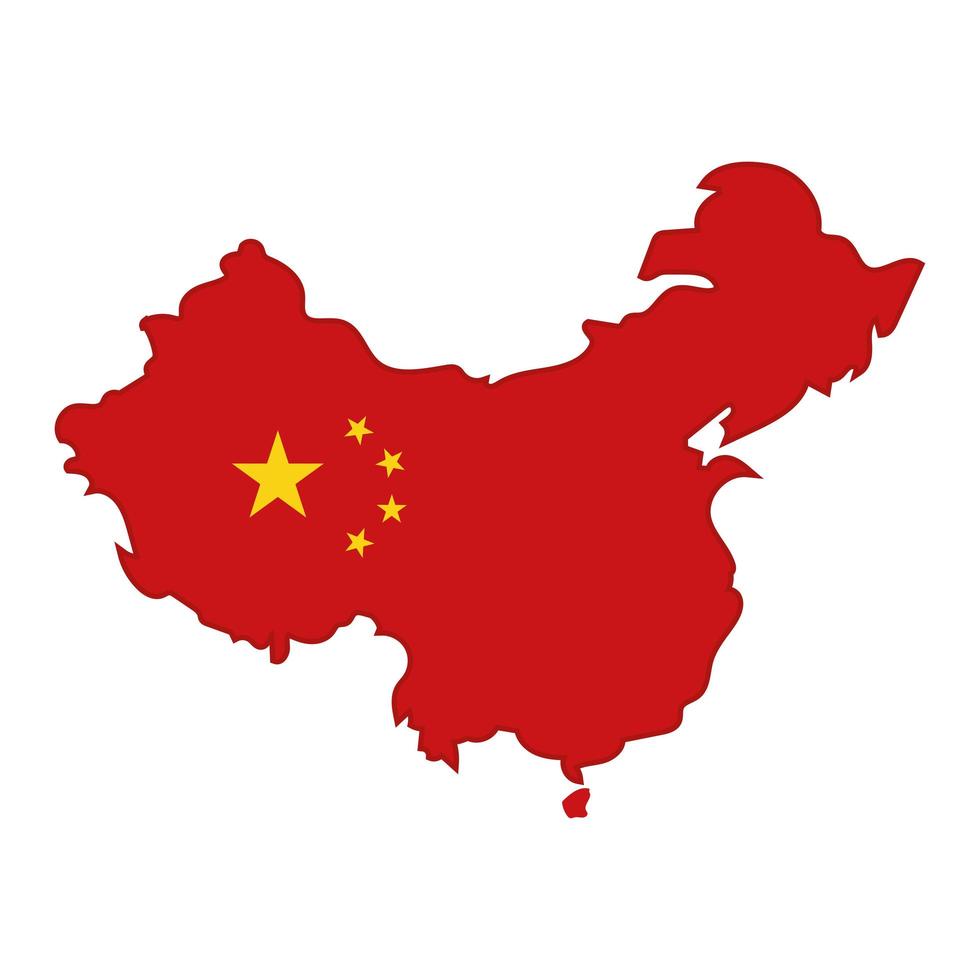 mapa rojo y bandera de china vector