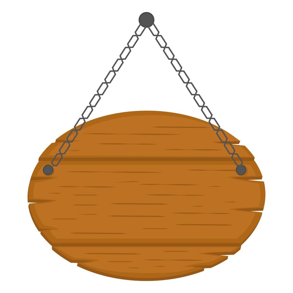 hanging wooden oval sign vector