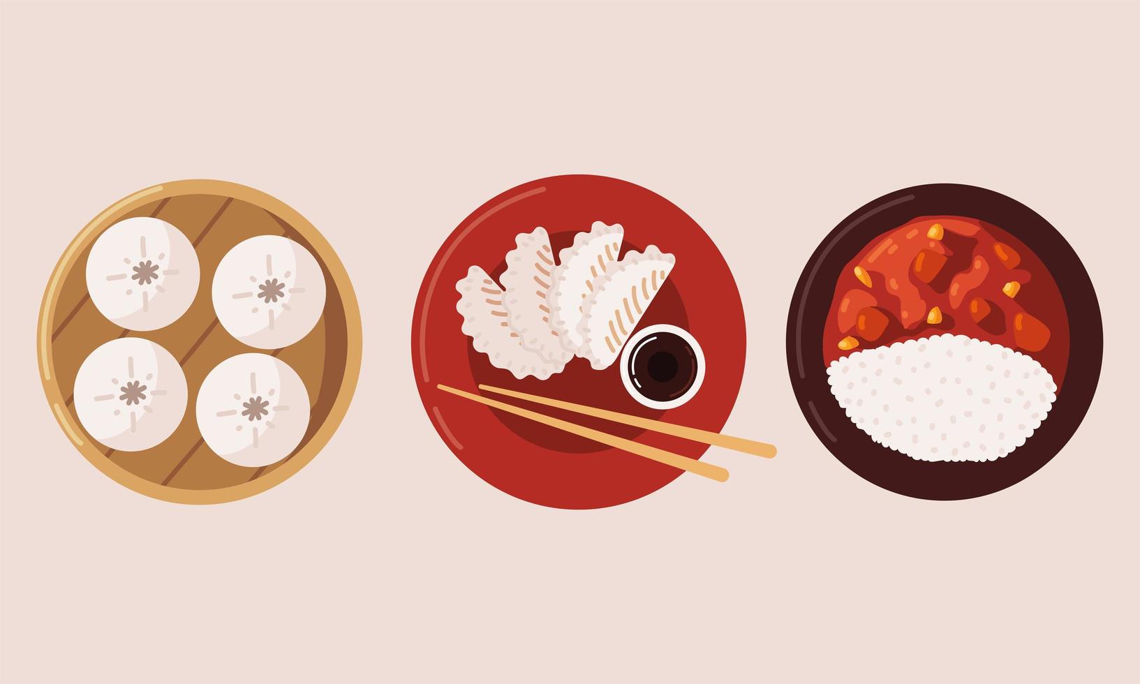 platos tradicionales chinos vector