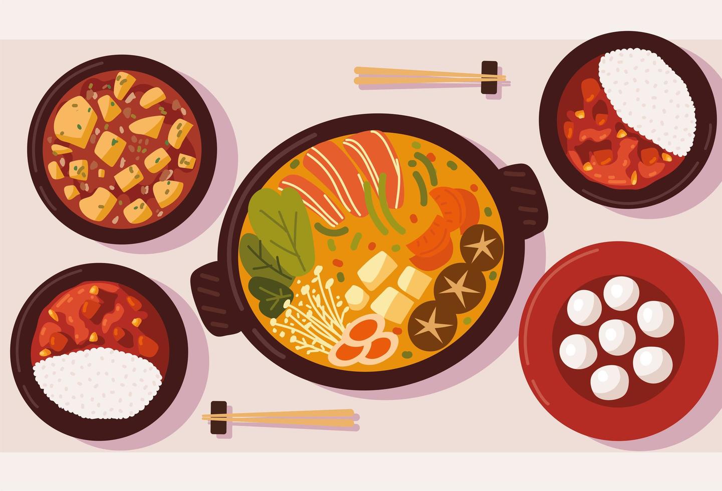chinese dinner delicious vector