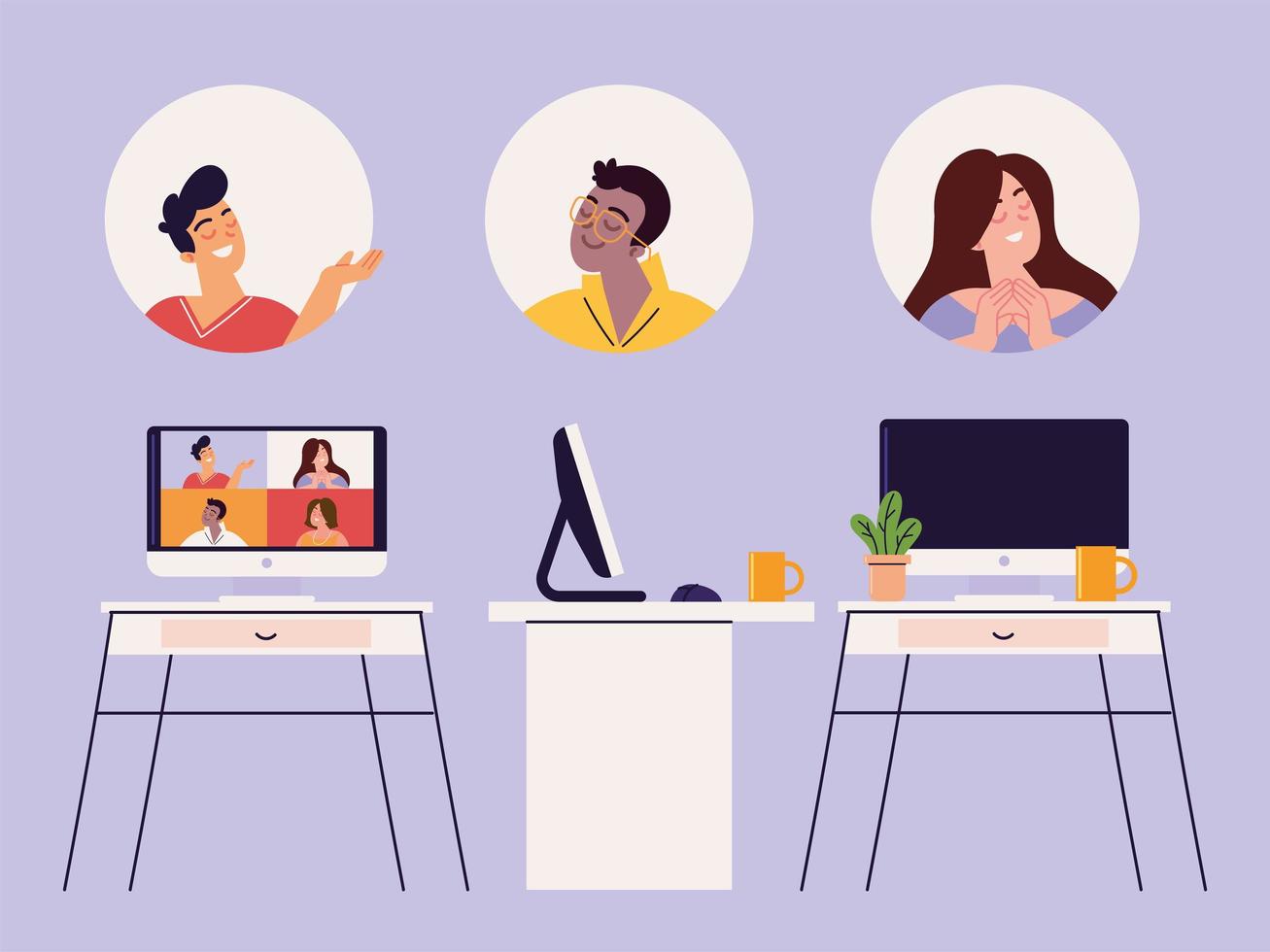 icons video call people vector