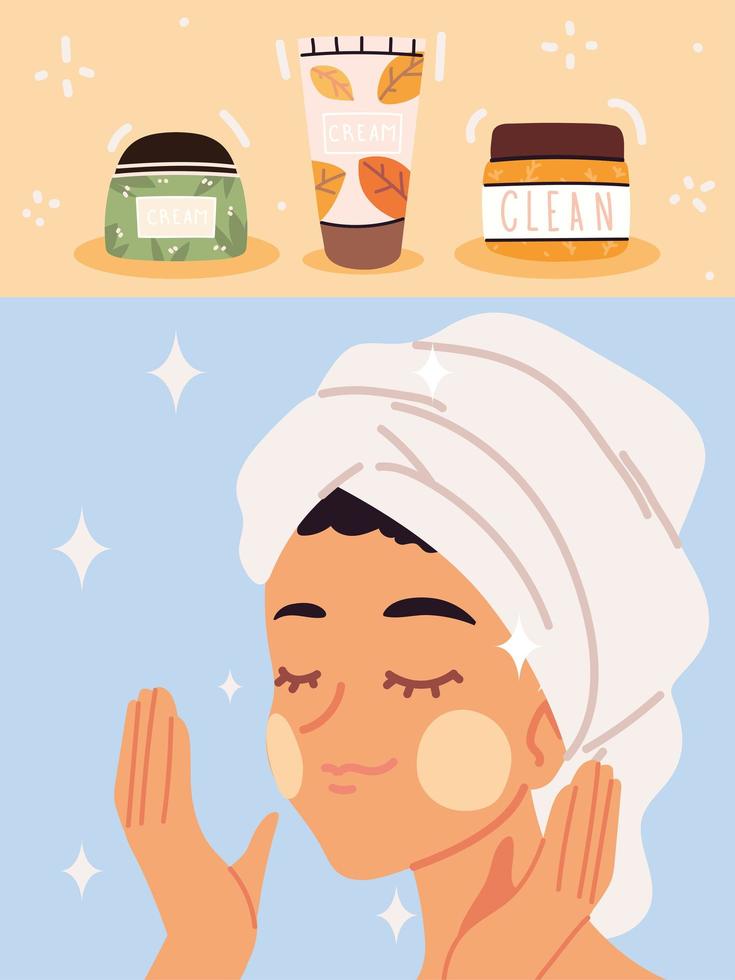 girl making skincare routine vector