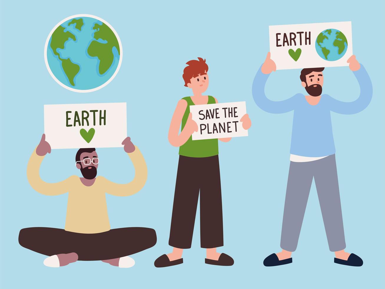 men save the planet vector