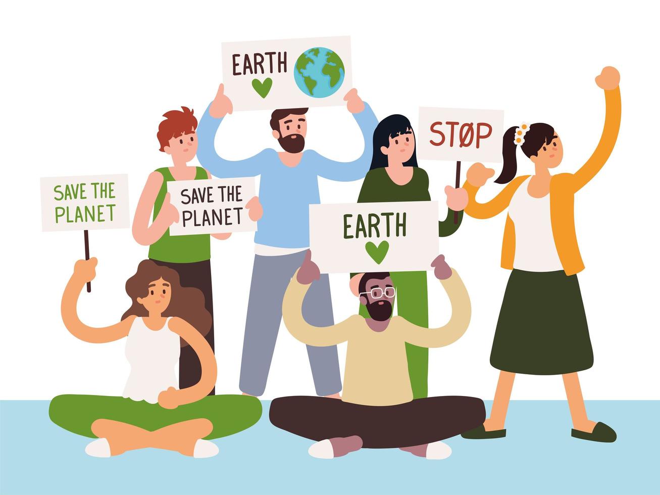 people holds save planet vector