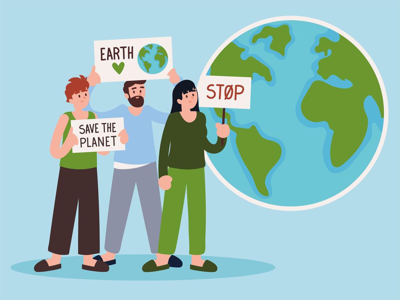 activists and save the planet vector