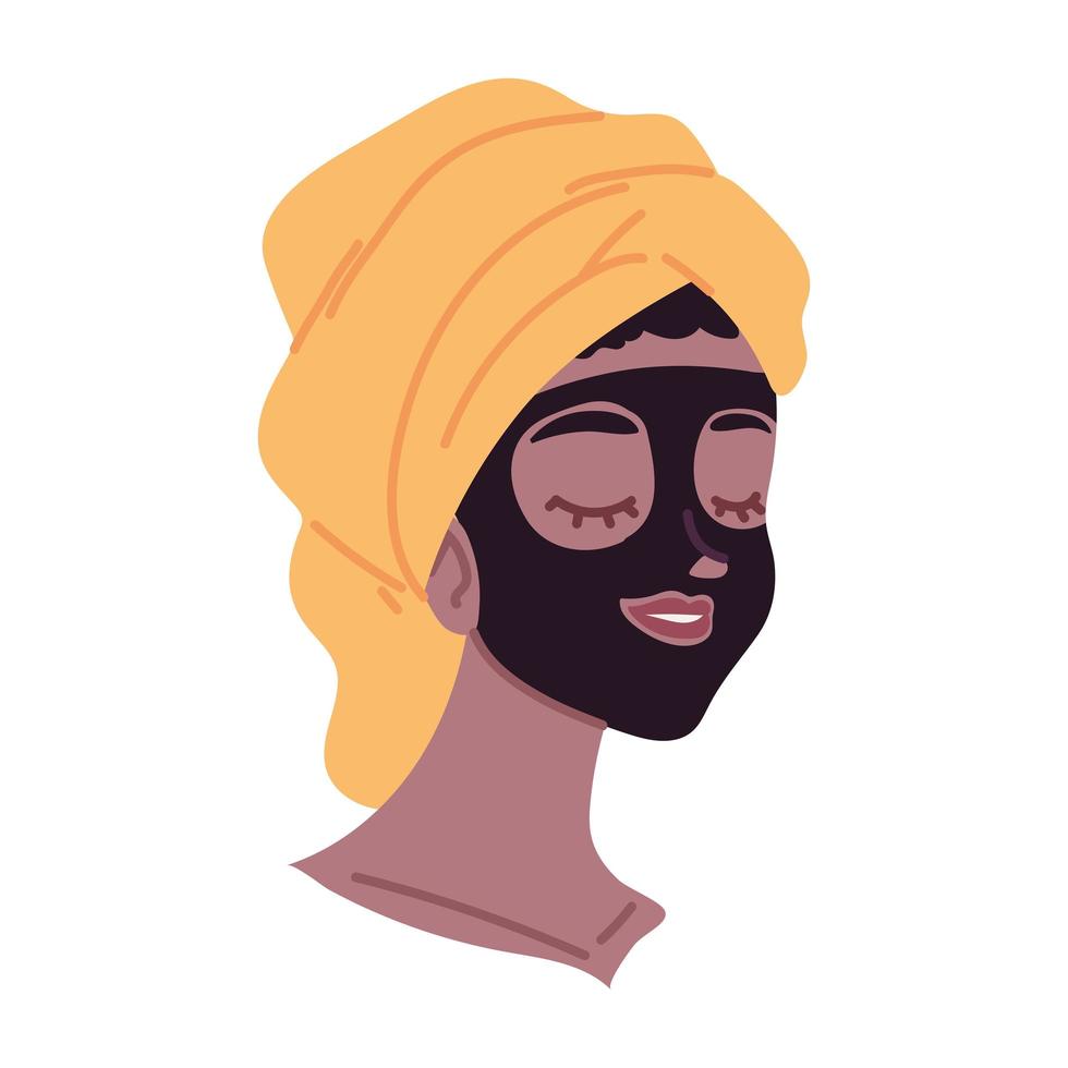 girl and mud mask skin care vector