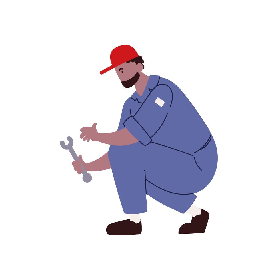 handyman with wrench tool vector