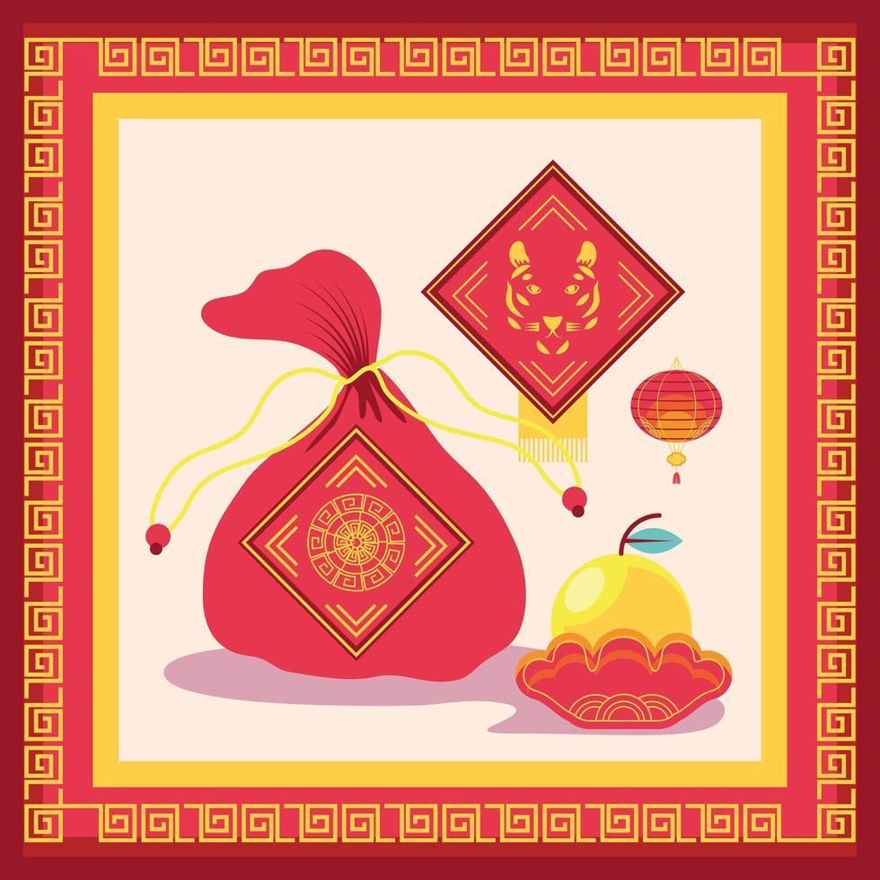 chinese new year of tiger festive vector