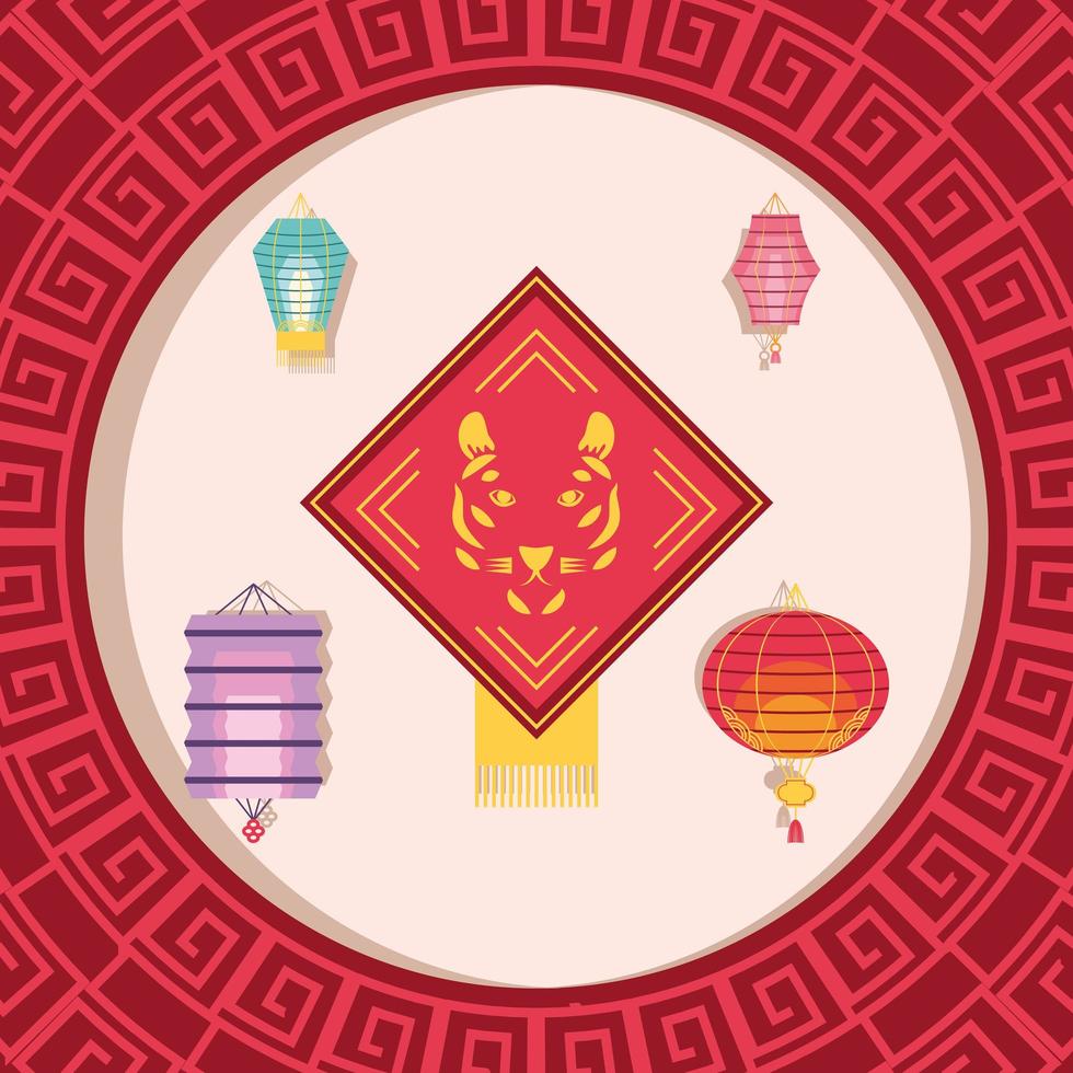 chinese new year of tiger culture vector