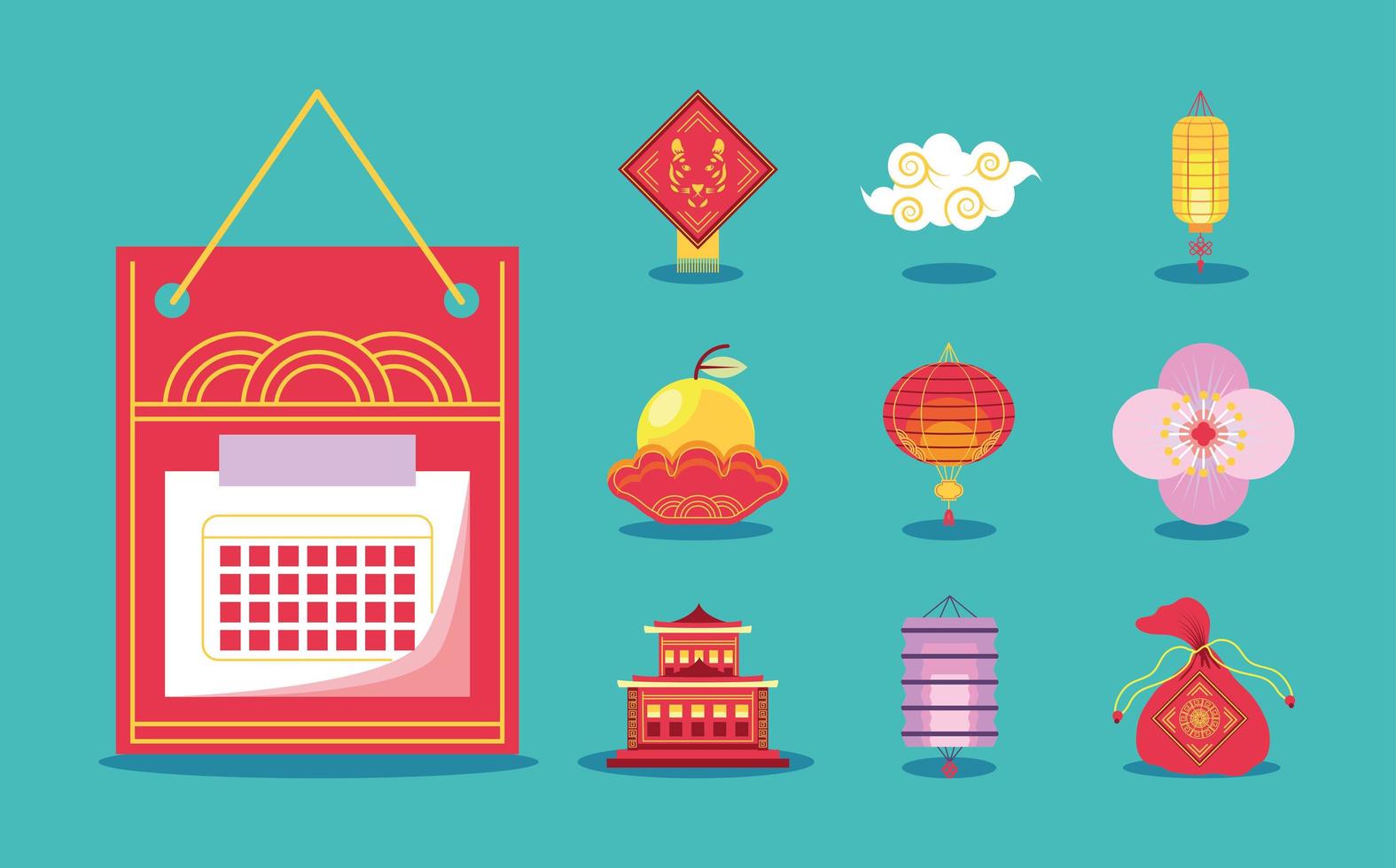 chinese new year of tiger icons vector