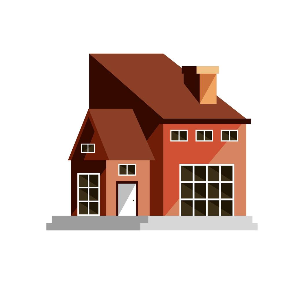 house facade with chimney vector