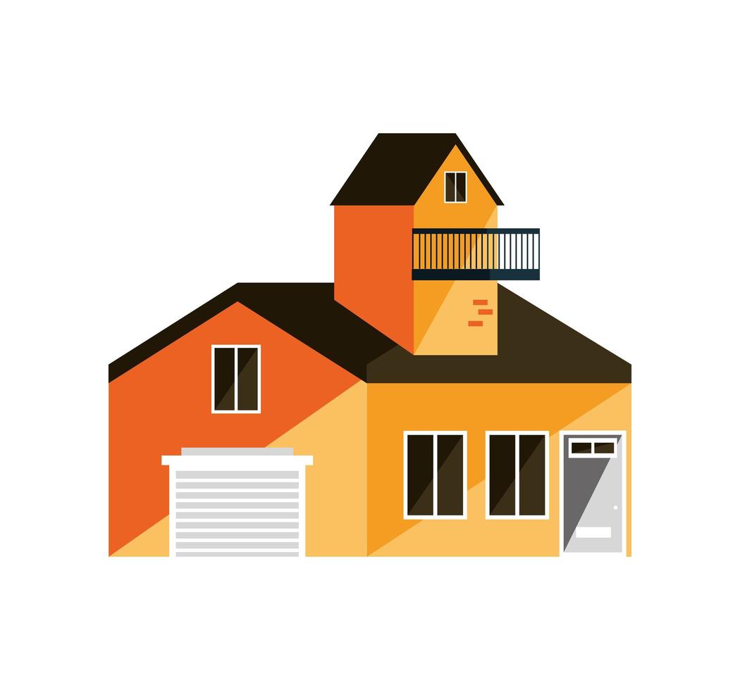 house with garage cartoon vector