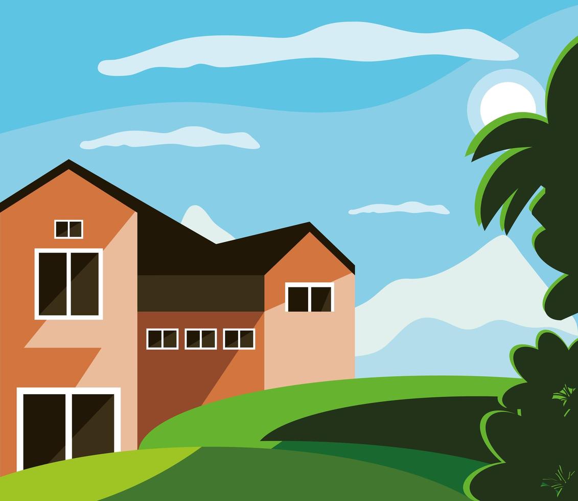 house on grass vector