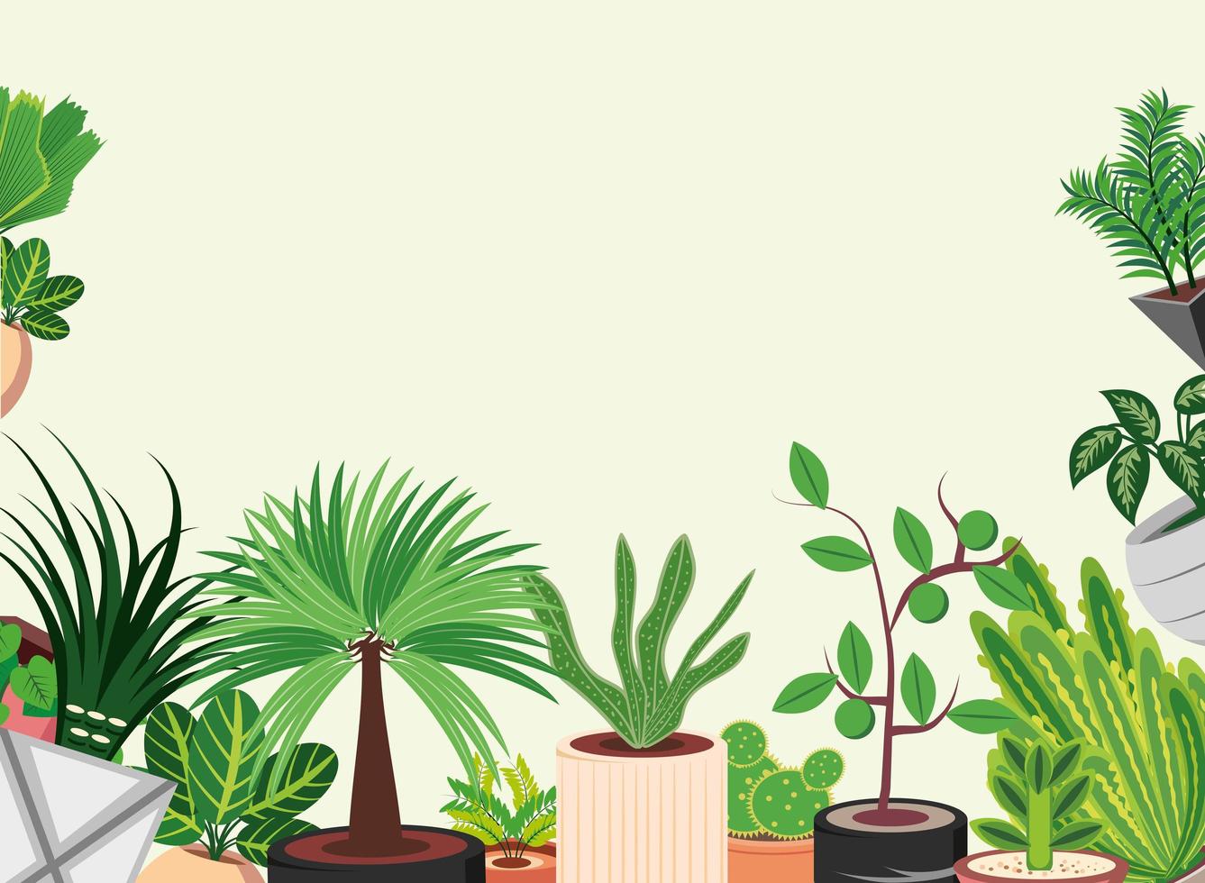 follaje de plantas en maceta vector