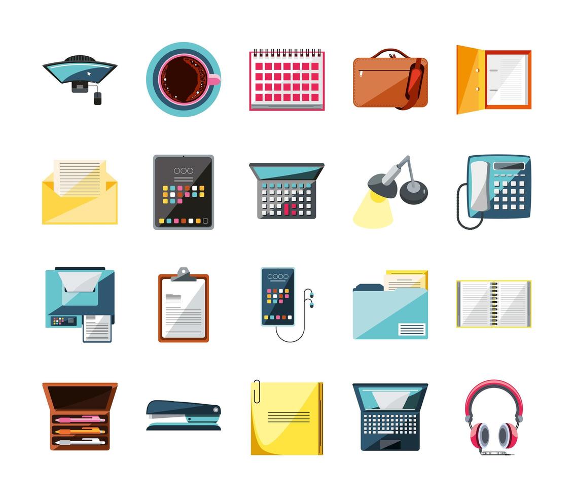 office things and supplies vector