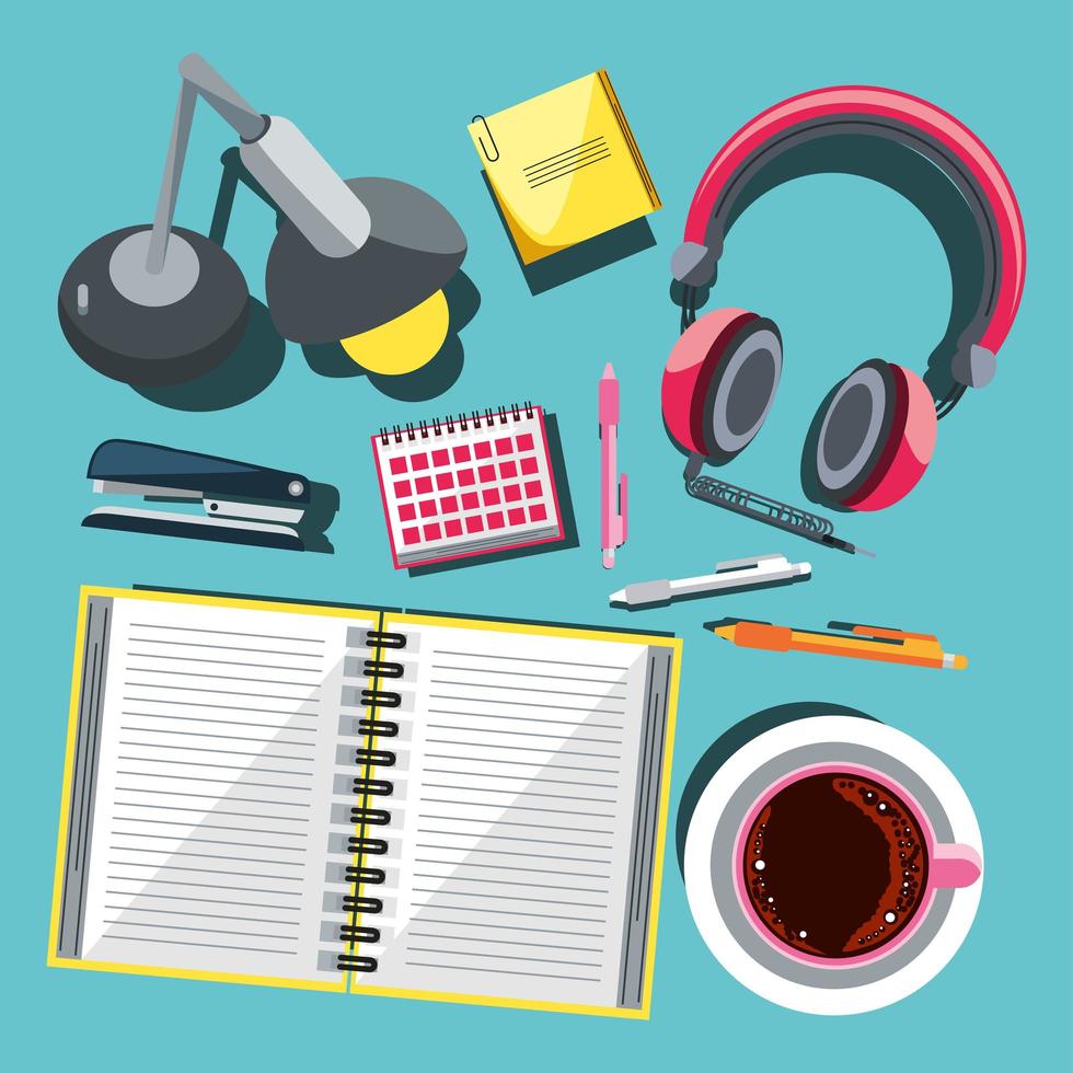 office workplace supplies vector