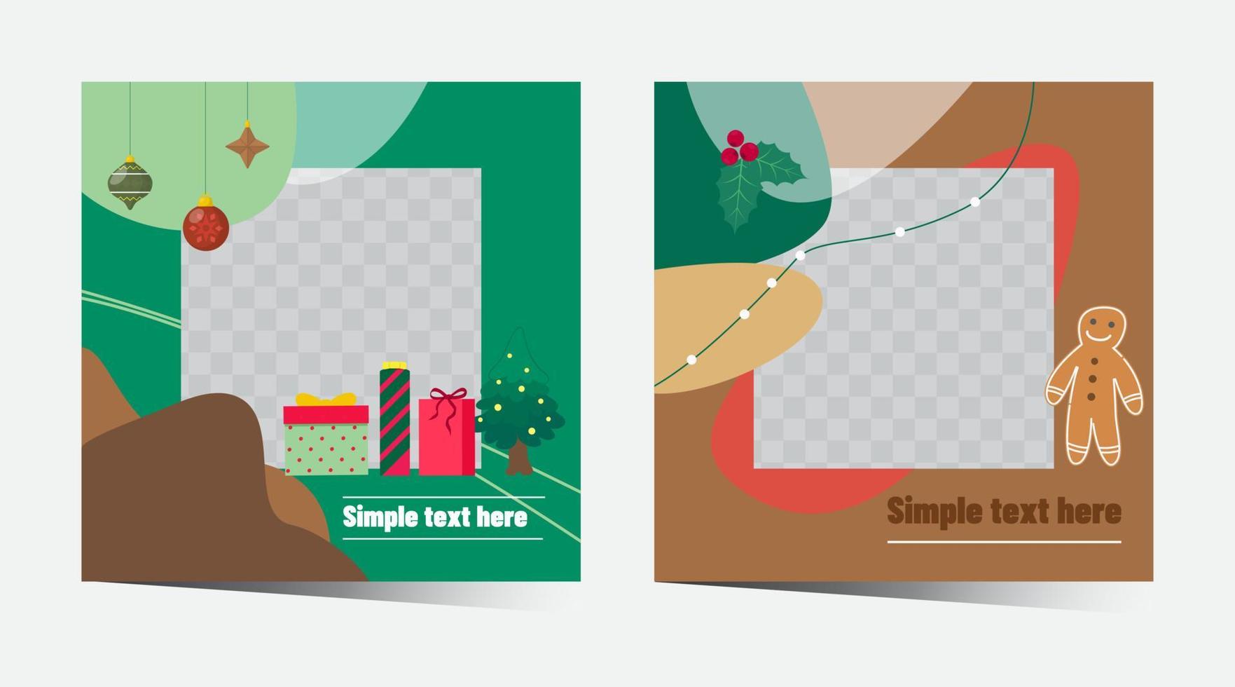 Christmas square banner templates set, social media post, internet ads vector