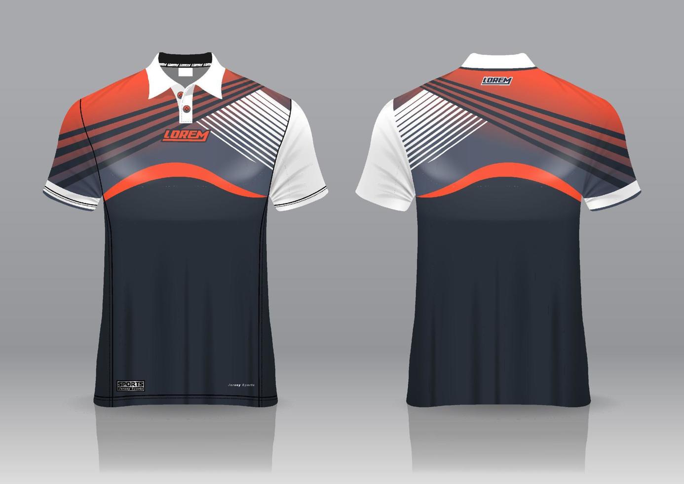 polo shirt uniform design, can be used for badminton, golf in front view, back view. jersey mockup Vector, design premium very simple and easy to customize vector