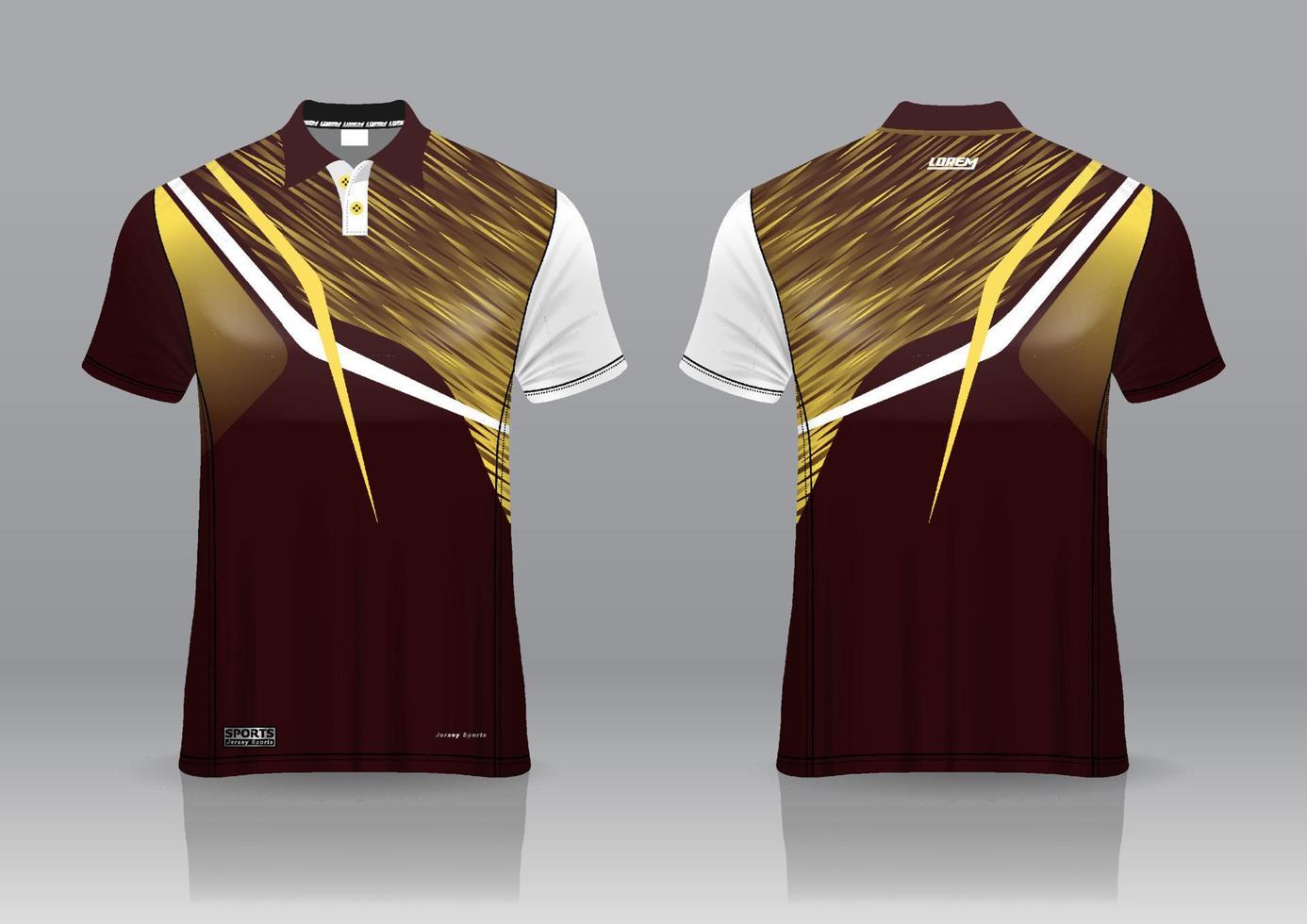 Diseño de uniforme de camisa de polo, se puede utilizar para bádminton, golf en la vista frontal, vista posterior. vector de maqueta de jersey, diseño premium muy simple y fácil de personalizar